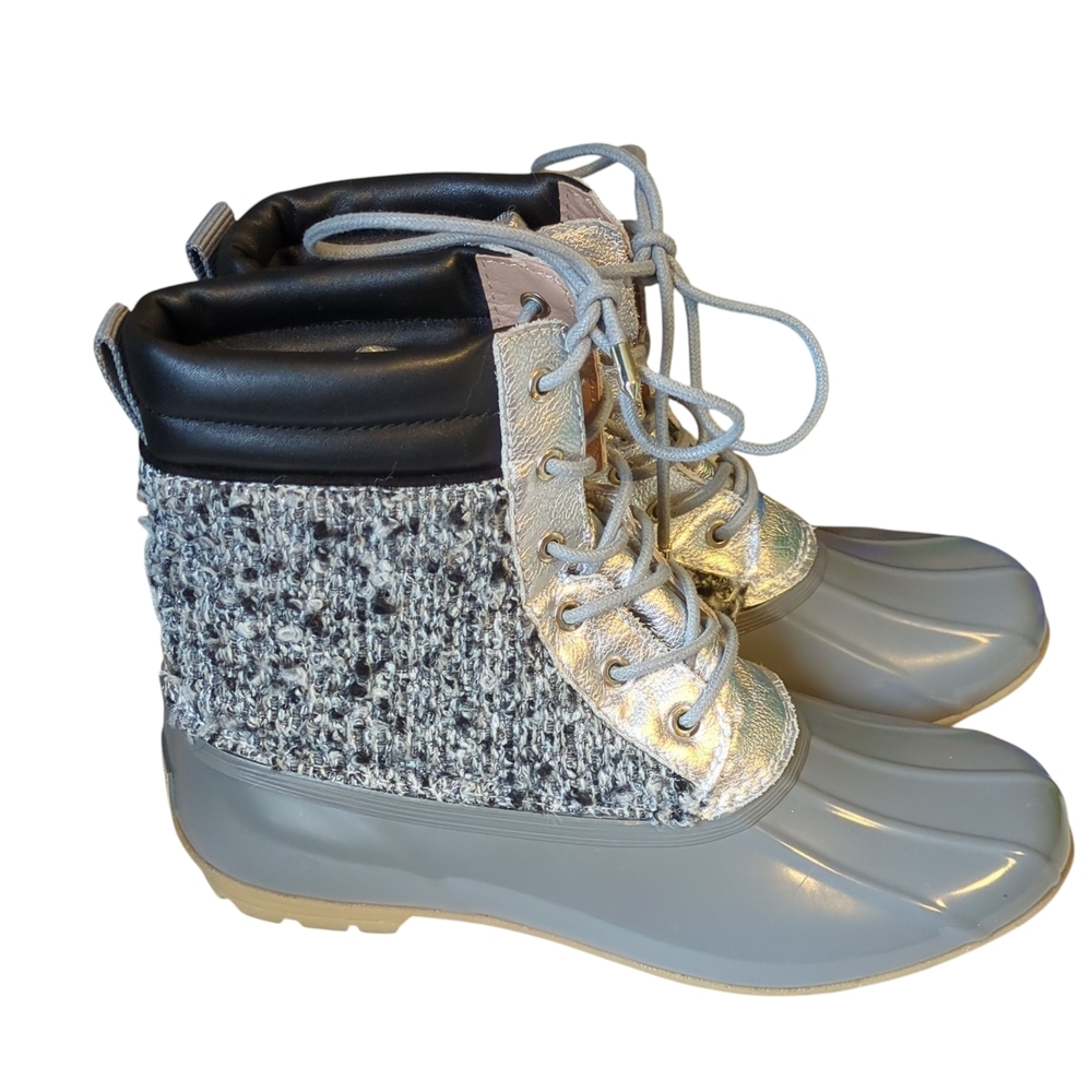 Sam Edelman Women's Caldwell Silver Tweed Waterproof Snow Rain Boots US Size 8